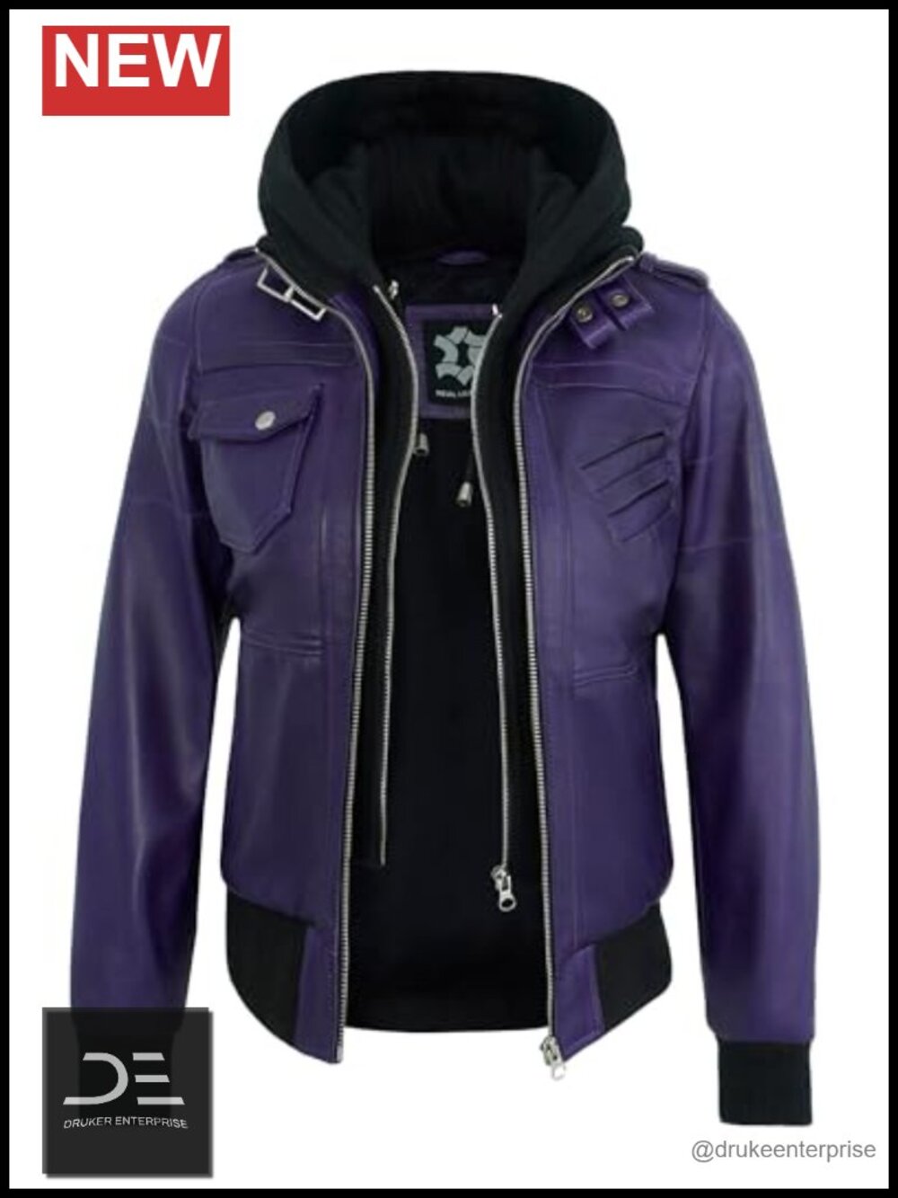 Lambskin Leather Hooded Jacket Womens Regular Fit Bomber